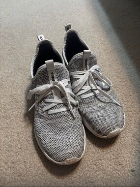 adidas Cloudfoam Grey and White Knit Sneakers